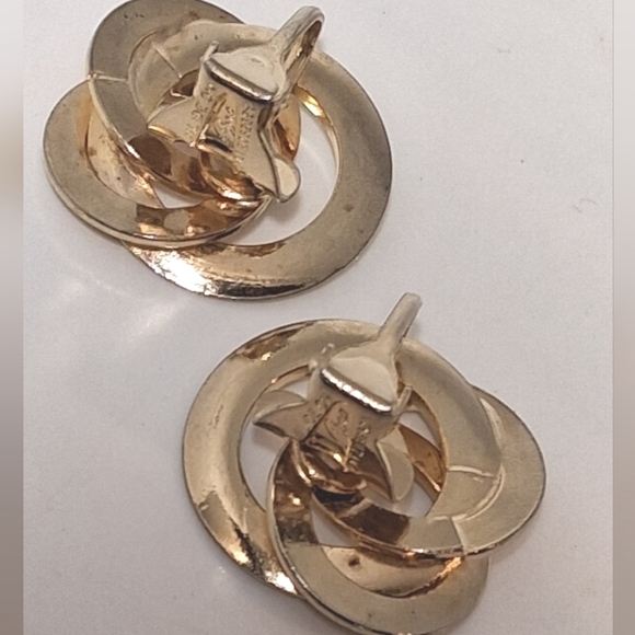 * Vintage Coro Gold Tone Unusual Slide On Clip On Earrings - Picture 3 of 5